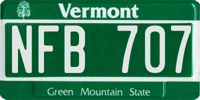 VT license plate NFB707