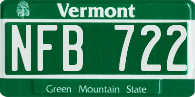 VT license plate NFB722