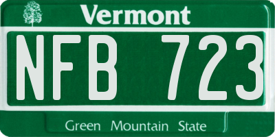 VT license plate NFB723
