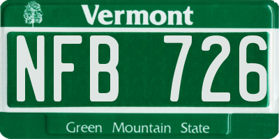 VT license plate NFB726
