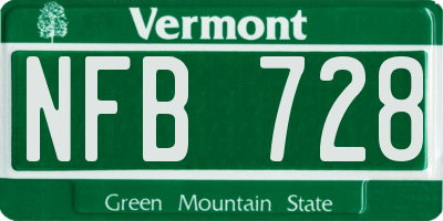 VT license plate NFB728
