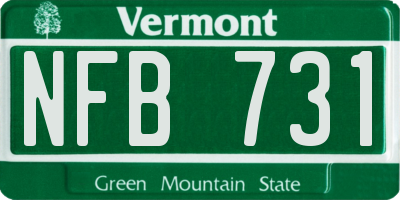 VT license plate NFB731