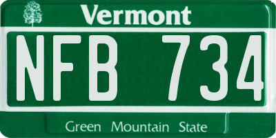VT license plate NFB734