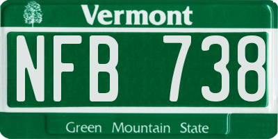 VT license plate NFB738