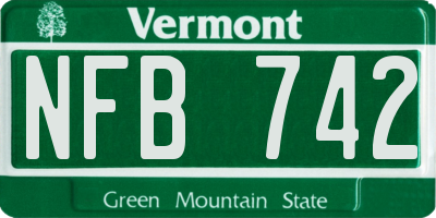 VT license plate NFB742
