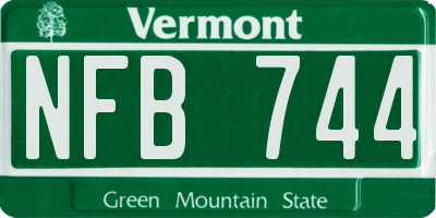 VT license plate NFB744