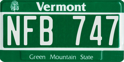 VT license plate NFB747