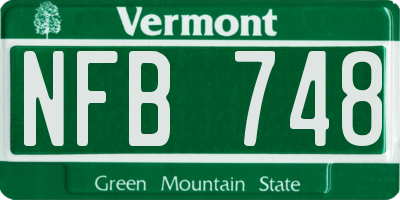 VT license plate NFB748
