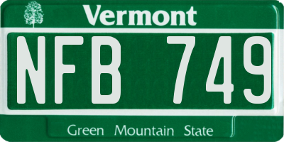 VT license plate NFB749