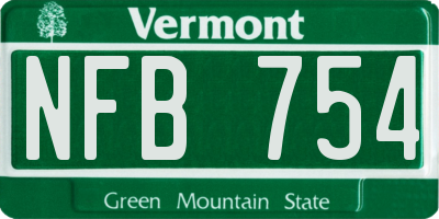 VT license plate NFB754