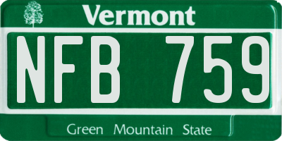 VT license plate NFB759