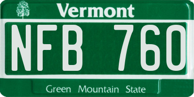 VT license plate NFB760
