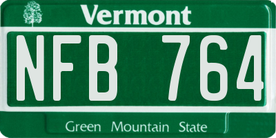 VT license plate NFB764