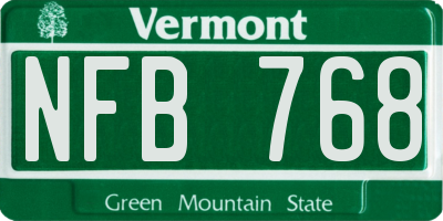 VT license plate NFB768