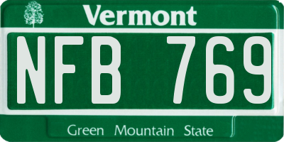 VT license plate NFB769