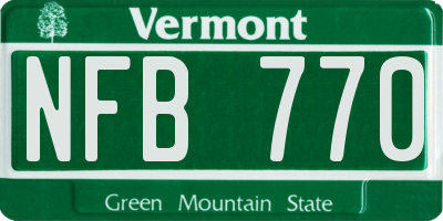 VT license plate NFB770