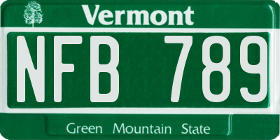 VT license plate NFB789