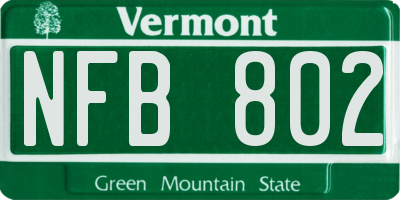 VT license plate NFB802