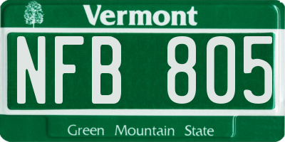 VT license plate NFB805