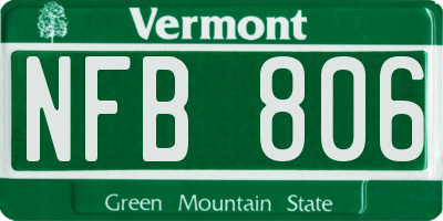 VT license plate NFB806