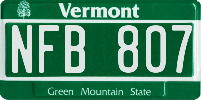 VT license plate NFB807