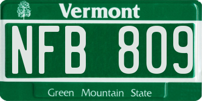 VT license plate NFB809