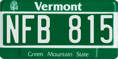 VT license plate NFB815