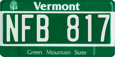 VT license plate NFB817