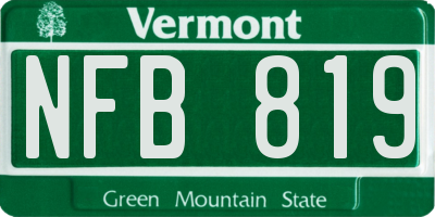 VT license plate NFB819