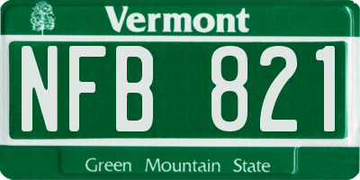 VT license plate NFB821