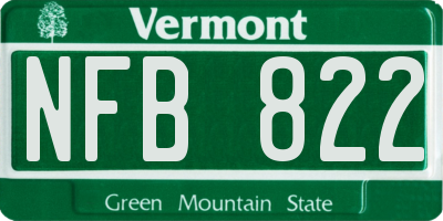VT license plate NFB822