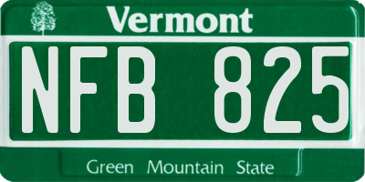 VT license plate NFB825