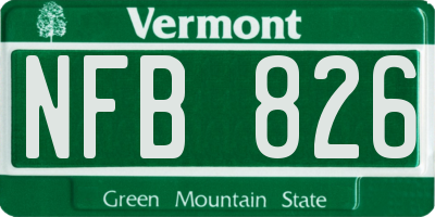 VT license plate NFB826