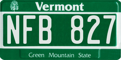 VT license plate NFB827