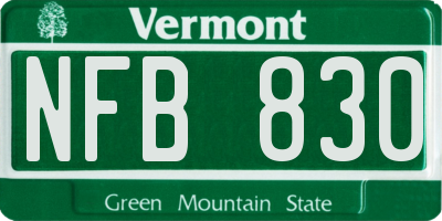 VT license plate NFB830