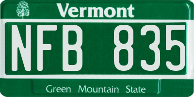 VT license plate NFB835