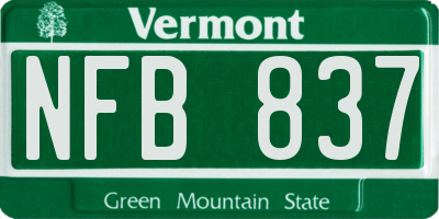 VT license plate NFB837