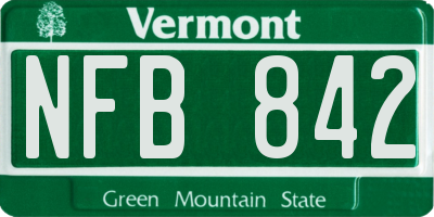 VT license plate NFB842