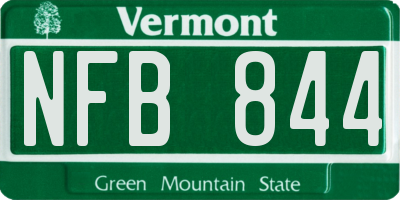 VT license plate NFB844