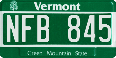 VT license plate NFB845