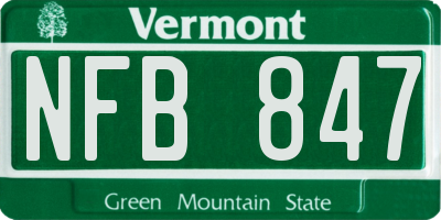 VT license plate NFB847