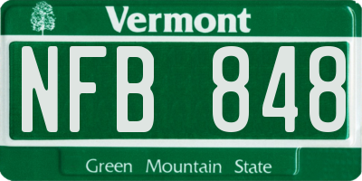 VT license plate NFB848