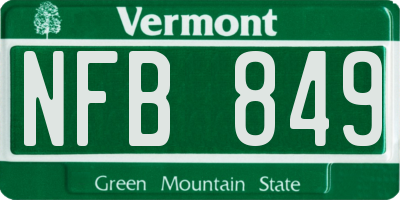 VT license plate NFB849