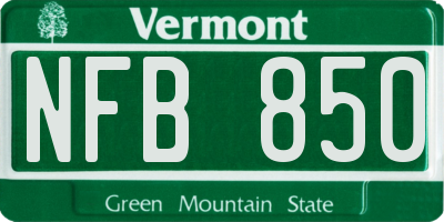 VT license plate NFB850