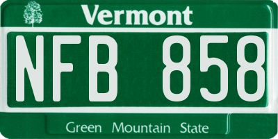 VT license plate NFB858