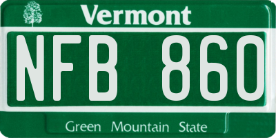 VT license plate NFB860