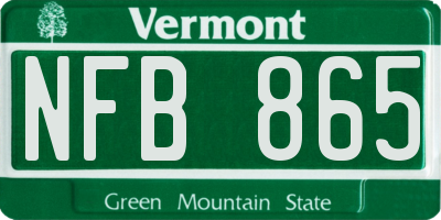 VT license plate NFB865