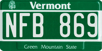 VT license plate NFB869