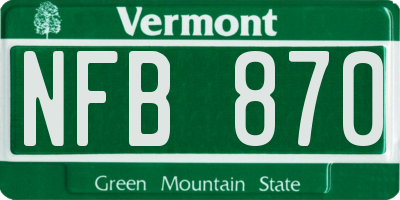 VT license plate NFB870