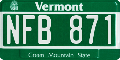 VT license plate NFB871